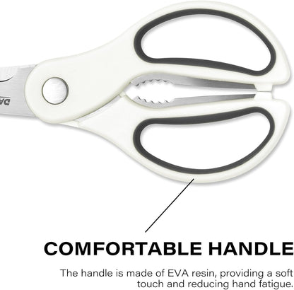 Kitchen Scissors with Magnetic Holder Heavy Duty Magnetic Scissors for Fridge, Kitchen Shears Magnet Sheath Set for Food Meat Pizza Herb Vegetables, White