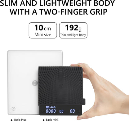 TIMEMORE Coffee Scale Basic 2.0 Electronic Espresso Scale with Water Flow Rate and Timer Function, Free Switching of Ounce/kg Units, Digital Scale for Kitchen/Baking/Cooking, Black