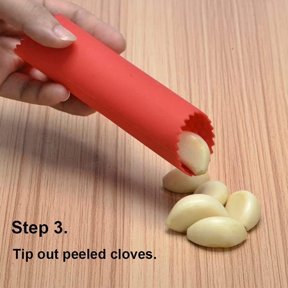 2 Set Silicone Garlic Peeler Easy Roller Tube Useful Garlic Odorfree Kitchen Tool (Black,Clear)