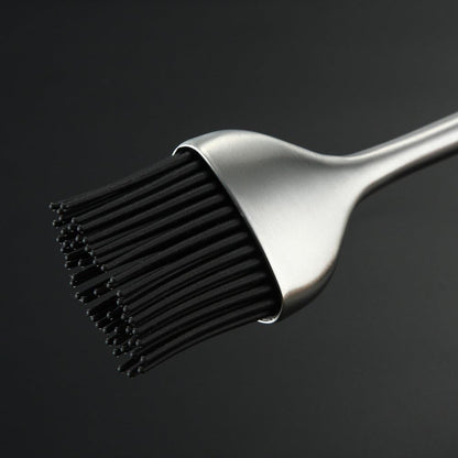 Heavy-duty BBQ Basting Brush by HQY - Silicone Bristles with 12 Inch Stainless Steel Handle - Make Grilling Easy - 5 Year Guarantee