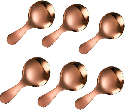 6 Pcs Stainless Steel Mini Spoon Short Handle Small Round Suitable For Dessert, Tea, Coffee, Cake, Sugar, Ice Cream Coffee Tea Spoon. (Silver A)