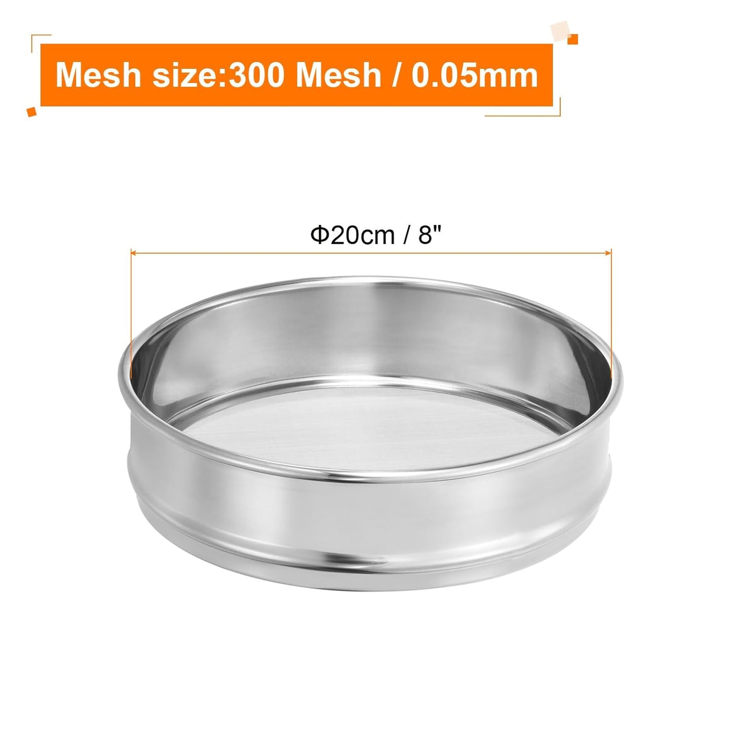 PATIKIL 40 Mesh Lab Sieve, 8" Diameter Test Sieve 304 Stainless Steel Wire Cloth (0.45mm) for Industrial Laboratory - Colors A