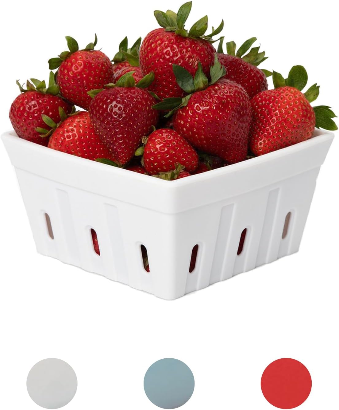 Silicone Berry Bowls – Durable Modern Farmhouse Colander & Storage Basket for Fruits and Vegetables, Refrigerator Organization, Dishwasher Safe, Oven Safe (Set of 3, White)