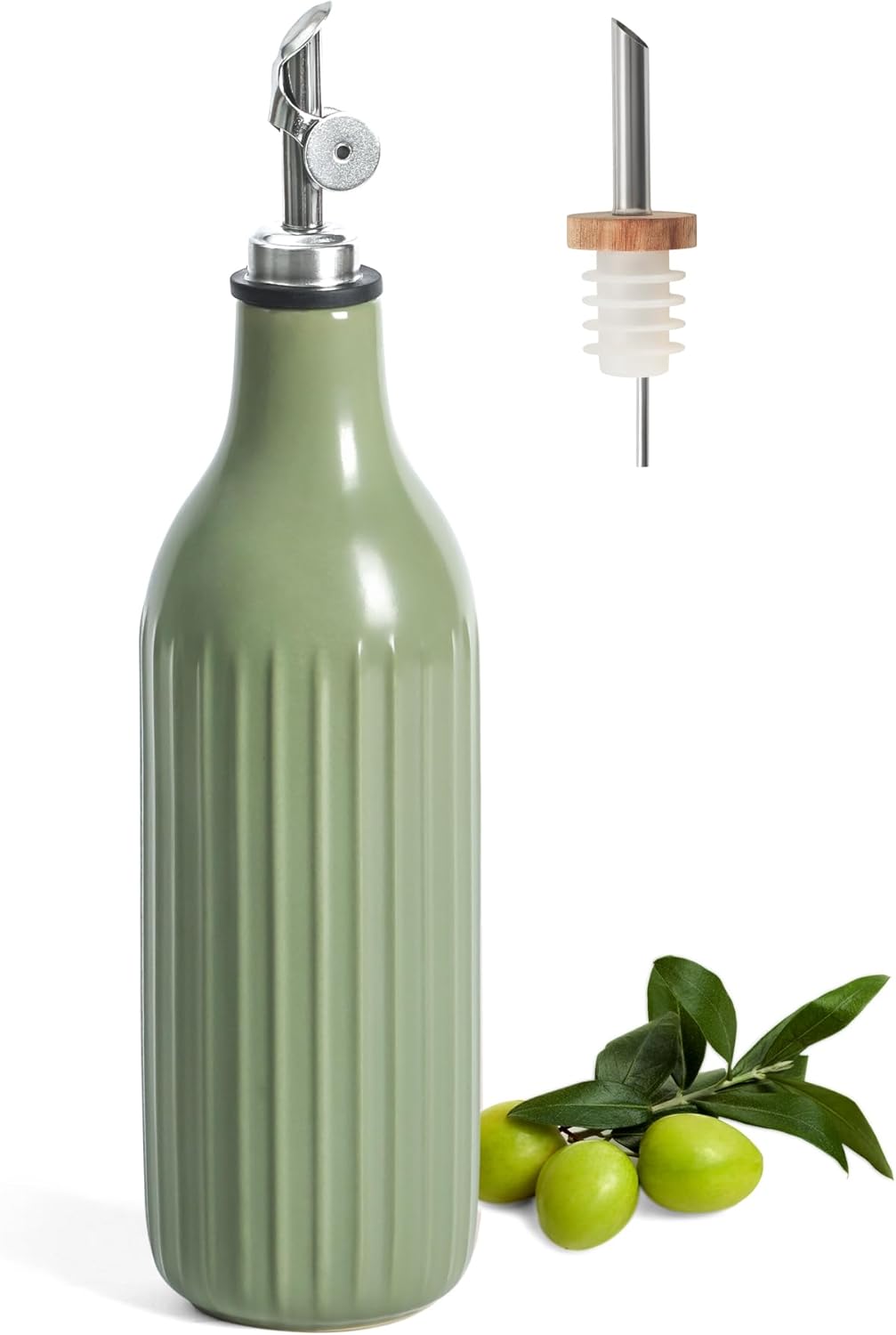 FE FUN ELEMENTS Olive Oil Dispenser Bottle, 19 oz Oil Dispenser for Kitchen and Vinegar Dispenser Bottle, Suitable for Vinegar, Coffee Syrups & Other Liquids, Off White