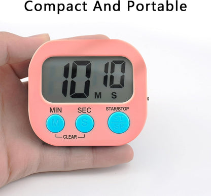 Small Digital Timer for Kitchen Cooking Baking Sports Office Meeting Multi-Function Count Up Countdown Magnetic Backing and ON/Off Switch Desk Electronic Timer (Black)