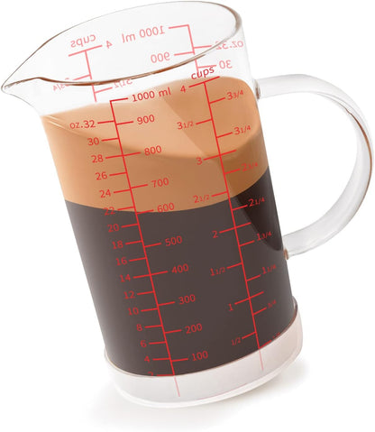 Newness 2-Cup Glass Measuring Cup For Baking and Cooking, (Upgraded, 3 Marking Including Cup/ML/Ounce Scale) Dishwasher, Freezer, Microwave, and Preheated Oven Safe, Essential Kitchen Tools