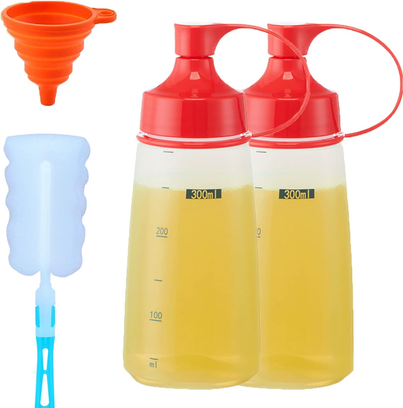 Condiment Squeeze Bottles for Sauces Pancake Batter Plastic - Wide Mouth Kitchen Ketchup Mustard Squirt Bottle Empty Dispenser for Icing Oil Salad Food Liquid for Griddle BBQ(4 PCS, 18 oz.)