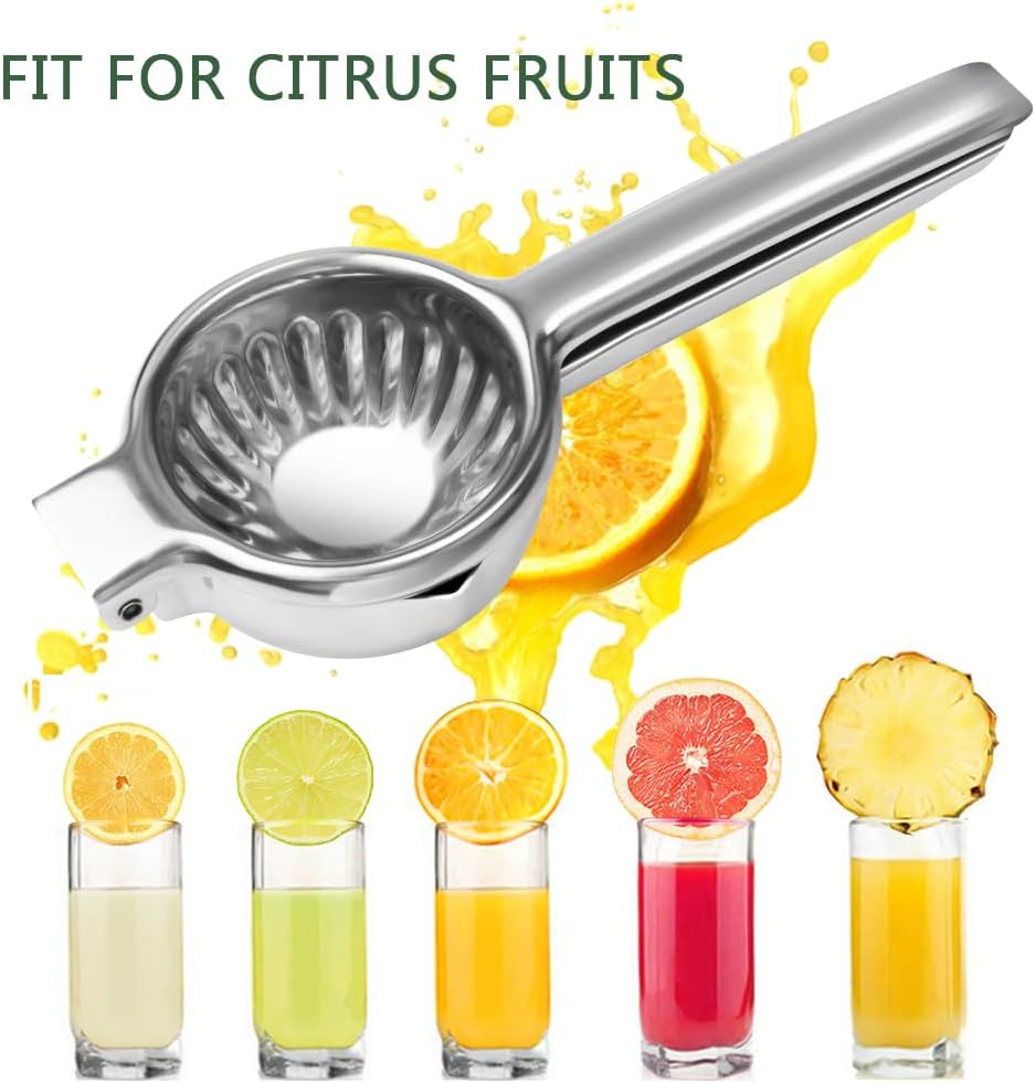 Stainless Steel Lemon Squeezer Lime Lemon and Fruit Juicer with Silicone Handles Large Manual Citrus Press Juicer
