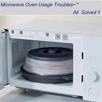 Microwave Splatter Cover with Anti-scald Base Mat, Vented Avoid Scalding Collapsible Guard Lid, Vegetable Fruit Colander Multi-function Kitchen Gadget, BPA Free, Dishwasher Safe