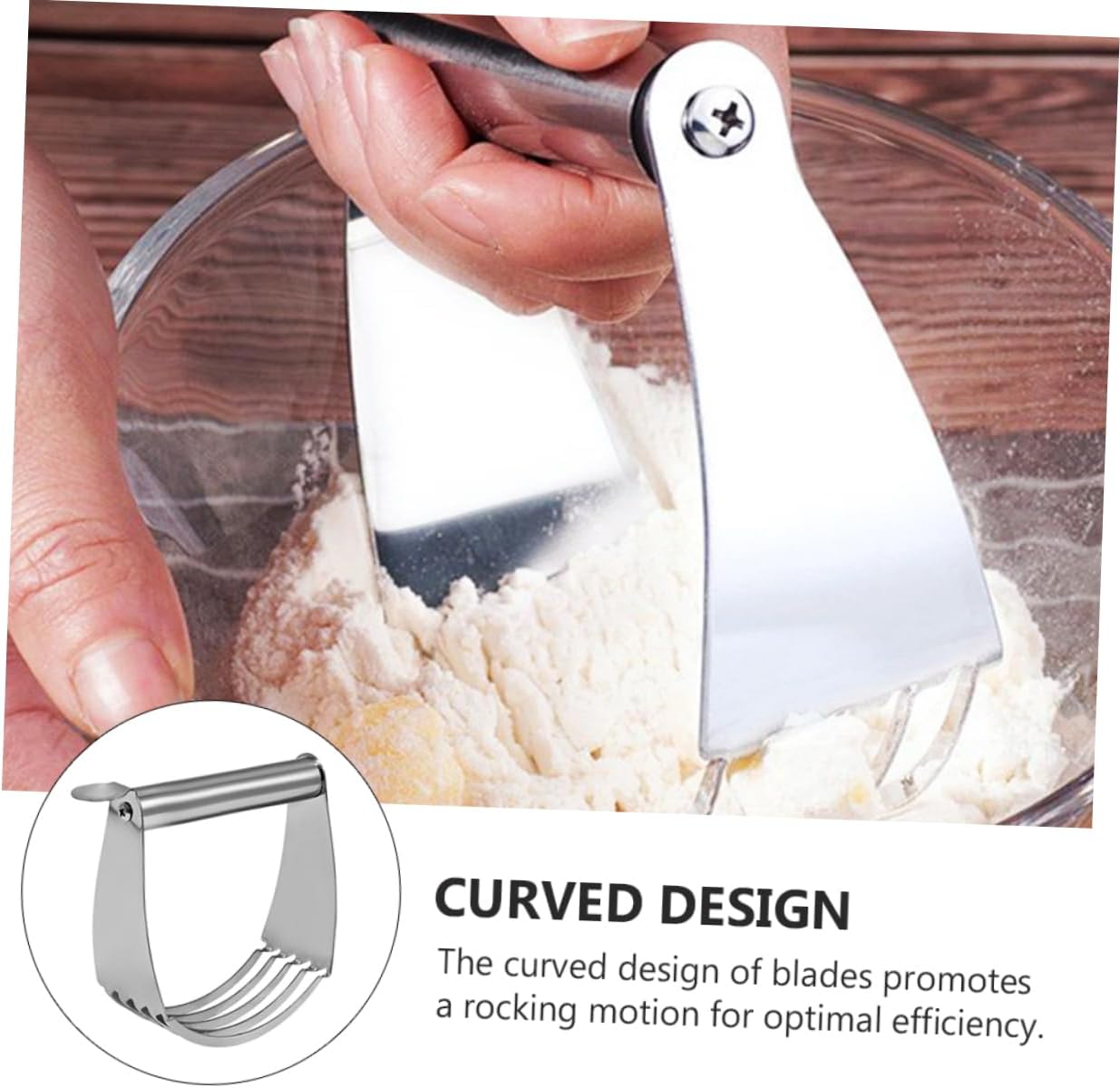 PRETYZOOM Chef Dough Pastry Cutter Heavy Duty Blades Portable Home Flour Mixer for Baking Stainless Steel Dough Blender for Pastry and Butter Cutting