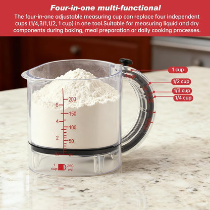 All-in-1 Adjustable Measuring Cup with Stainless Steel Measuring Spoons Set and Silicone Spatulas for Cooking/Baking/Ingredients, Kitchen Utensils Gadgets Cooking Lovers Gift(COLOR:Transparent)