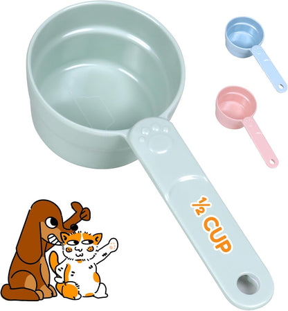 1/2 Cup Dog Food Scoop, Extra Long Handle Sturdy Melamine Pet Food Measuring Scoop with Clear Marking Lines, BPA-Free, Shatterproof, Dishwasher Safe (Butter Yellow, 1/2 Cup)