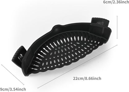 2 PACK Silicone Clip-on Strainer - Fits Pots, Pans & Pasta, Hands-Free Food Strainer for Ground Beef, Spaghetti, Pasta, Compatible with All Bowls and Pots