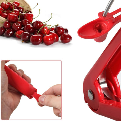 Fast Cherry Pitter Tool,Space-Saving Cherry Pitter Remover,Olive Pitter Tool,Multi-Function Fruit Pit Remover, Quick Release Cherry Corer Tool (Red)