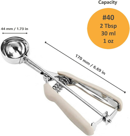 Cookie Scoop, Ice Cream Scoop, 1Tbsp/15 ml/0.5oz Cookie Scoops for Baking, 18/8 Stainless Steel Cookie Scooper for Baking, Ice Cream Scooper with Trigger Release, Cookie Dough Scoop with Non-slip Grip