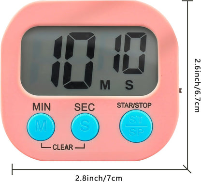 Small Digital Timer for Kitchen Cooking Baking Sports Office Meeting Multi-Function Count Up Countdown Magnetic Backing and ON/Off Switch Desk Electronic Timer (Black)