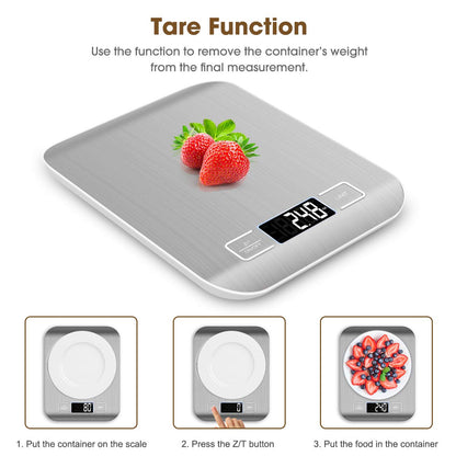 Mik-Nana Food Scale Pink, 10kg/22lb Digital Kitchen Scale Weight Grams and Oz for Baking and Cooking, 1g/0.1oz Precise Graduation, Easy Clean Stainless Steel