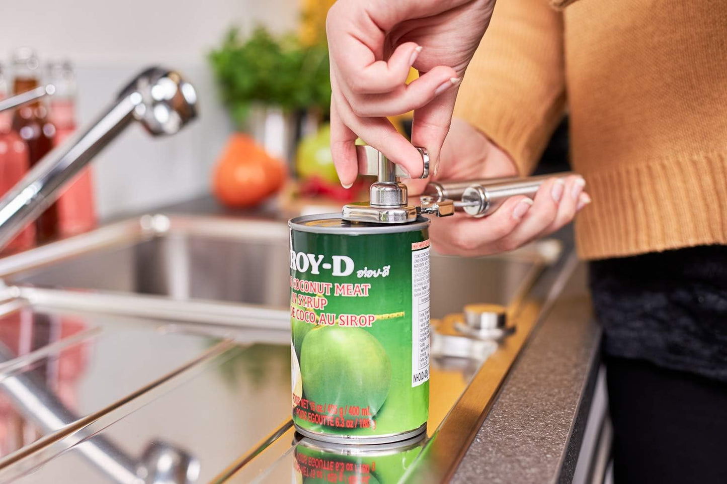Rösle 12757 Stainless Steel Manual Can Opener with Pliers Grip Opens Can at Seam 7.9 in.