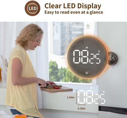 VOCOO Digital Kitchen Timer - Magnetic Countdown Countup Timer with Large LED Display Volume Adjustable, Easy for Cooking and for Seniors and Kids to Use (Space Grey)