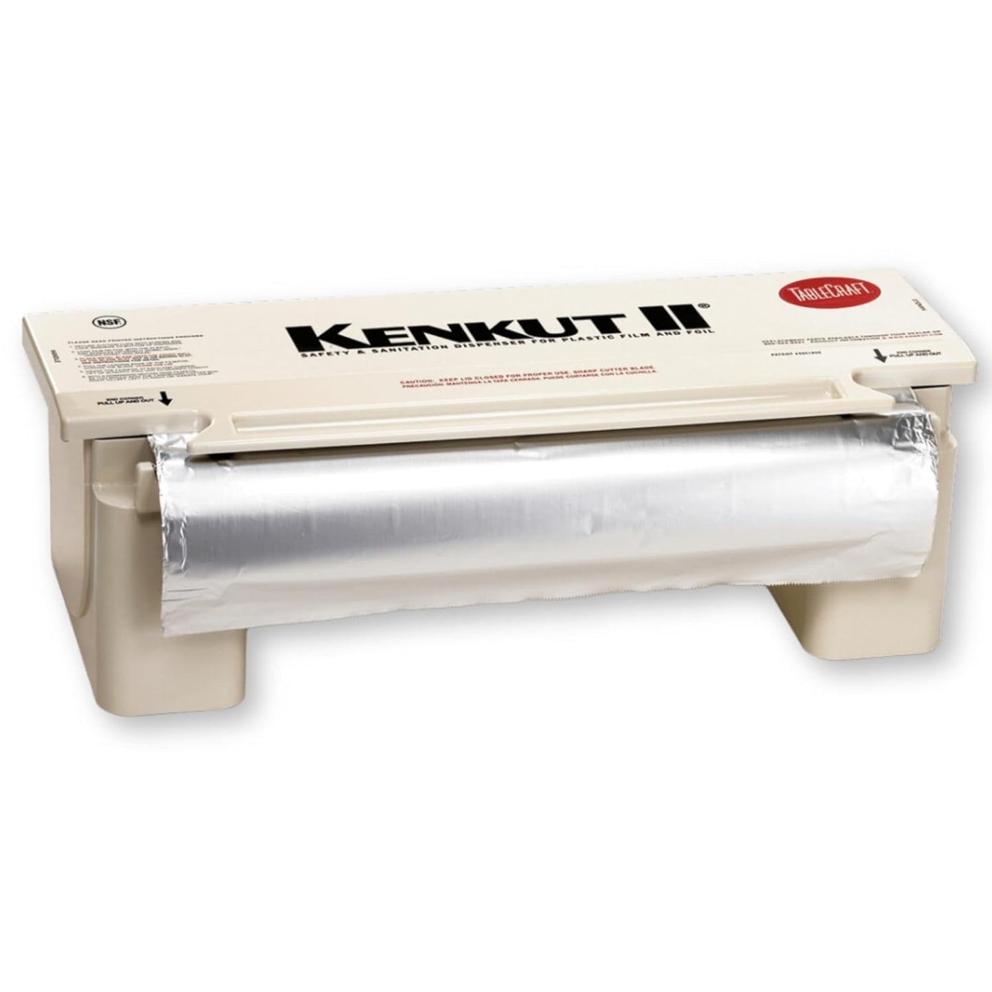 Tablecraft Film Wrapper Film Dispenser, Kenkut Single Roll of Plastic Food Cling Wrap and Aluminum Foil Holder, Slide Cutter, Heavy Duty Foodservice Restaurant Kitchen,White