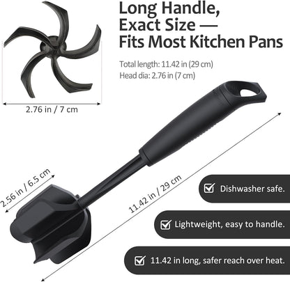 Ourokhome Meat Chopper and Potato Masher, Heat Resistant Nylon Ground Beef Smasher for Hamburger, 5 Curved Blades Nonstick Mixer & Stirrer, Practical Kitchen Gadgets, Black