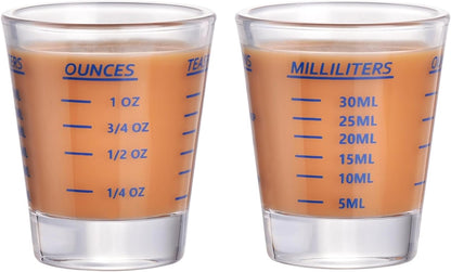Shot Glass Measuring Cup，Espresso Shot Glass 26-Incremental Measurement 1oz, 6 Tsp, 2 Tbs, 30ml，Kitchen Tools，Bar Bartender Accessories, Jigger for Bartending (2 Pack-Blue)