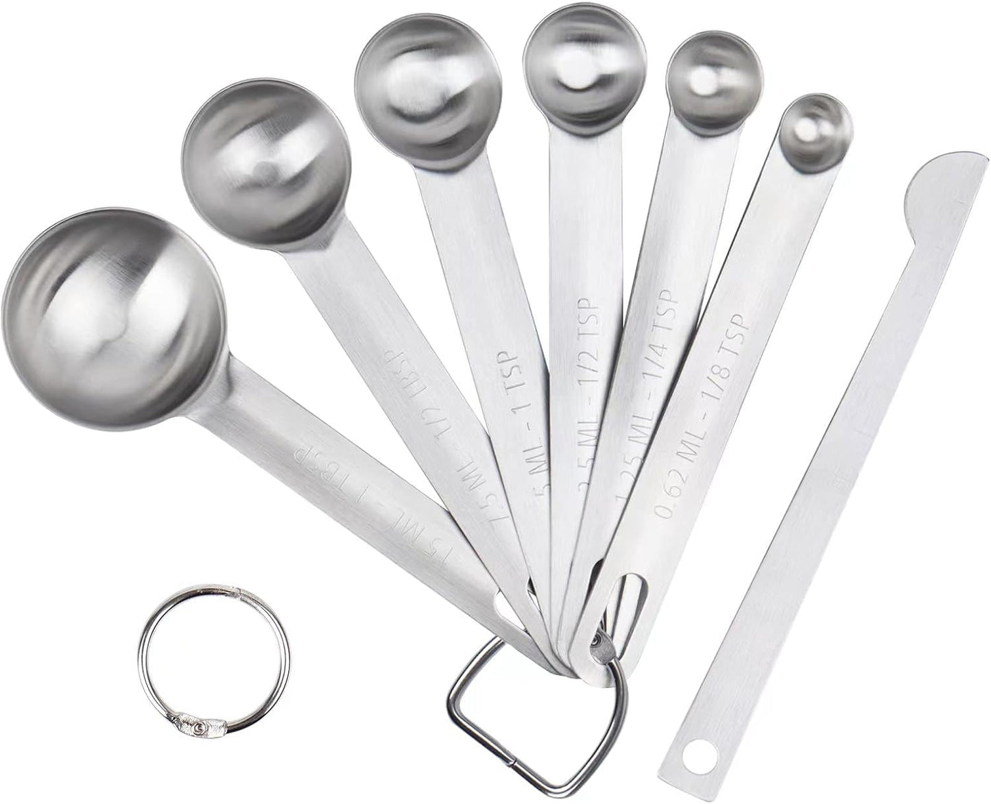 5pcs Measuring Spoon Set, Heavy Duty Stainless Steel Measuring Spoons for Cooking Baking, Tablespoon Teaspoon for Dry or Liquid Ingredients, Fits in Spice Jar, 1/4 1/2 1 tsp, 1/2 1 tbsp