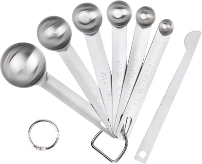 5pcs Measuring Spoon Set, Heavy Duty Stainless Steel Measuring Spoons for Cooking Baking, Tablespoon Teaspoon for Dry or Liquid Ingredients, Fits in Spice Jar, 1/4 1/2 1 tsp, 1/2 1 tbsp