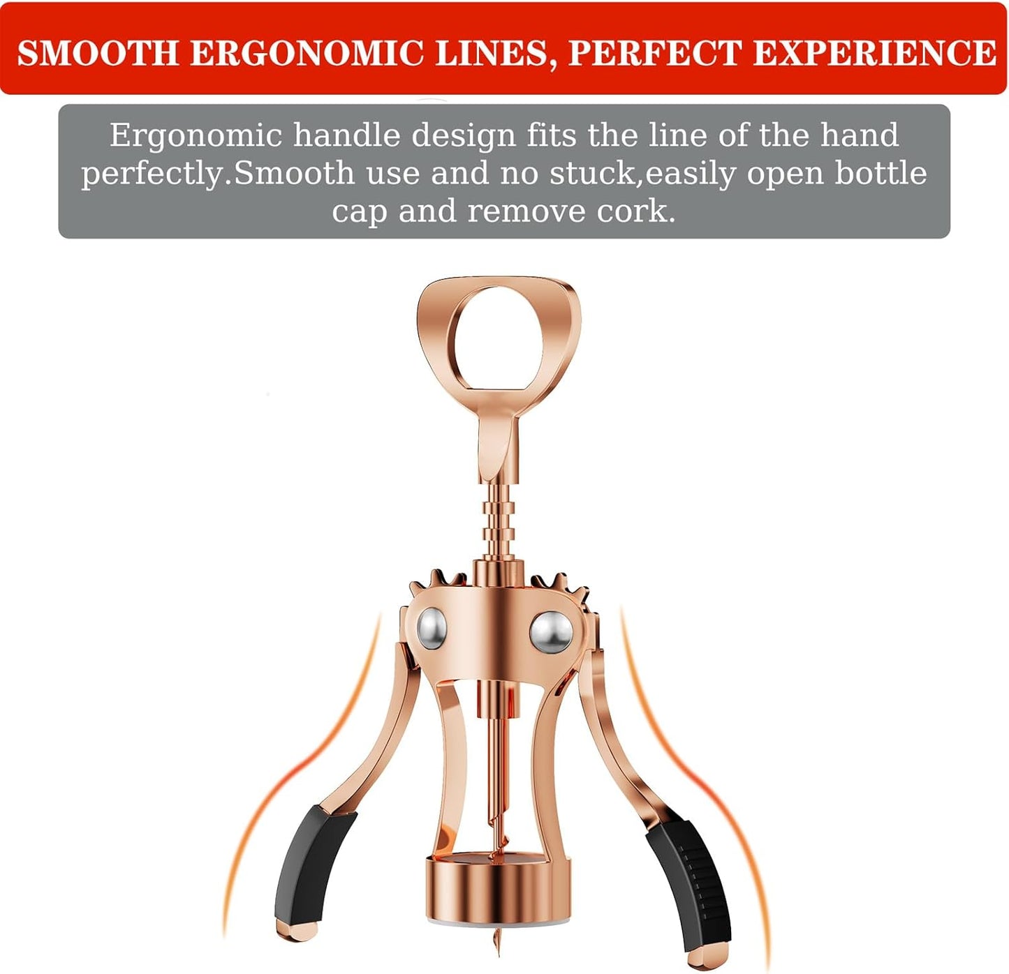 KORCCI Wine Opener, Heavy-Duty Zinc Alloy Wing Corkscrew, Premium Beer Bottle Opener, Multifunctional Wine Accessories with Ergonomic Handle and Sharp Screw, for Kitchen, Bar, Restaurant (SILVER)