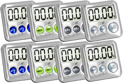 Elegant Digital Kitchen Timer Stainless Steel - Plumberry - Strong Magnetic Back - Kickstand - Loud Alarm - Large Display - Auto Memory - Auto Shut-Off - Model eT-24 (Plumberry) by eTradewinds