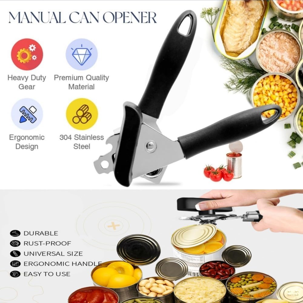 YZÉ Professional Can Opener - 304 Stainless Steel, Effortless Opener for Cans, Jars, Bottles, Commercial Heavy Duty for Kitchen, Camping, RV & Restaurant