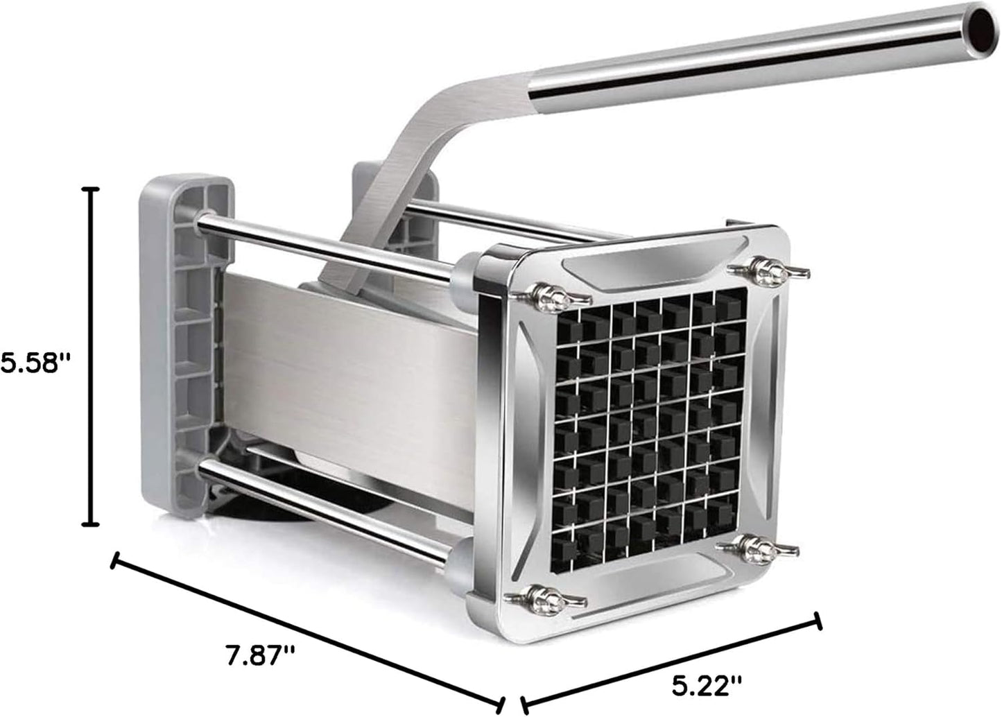 French Fry Cutter, Sopito Professional Potato Cutter Stainless Steel with 1/2-Inch and 3/8-Inch Blade Great for Potatoes Carrots Cucumbers