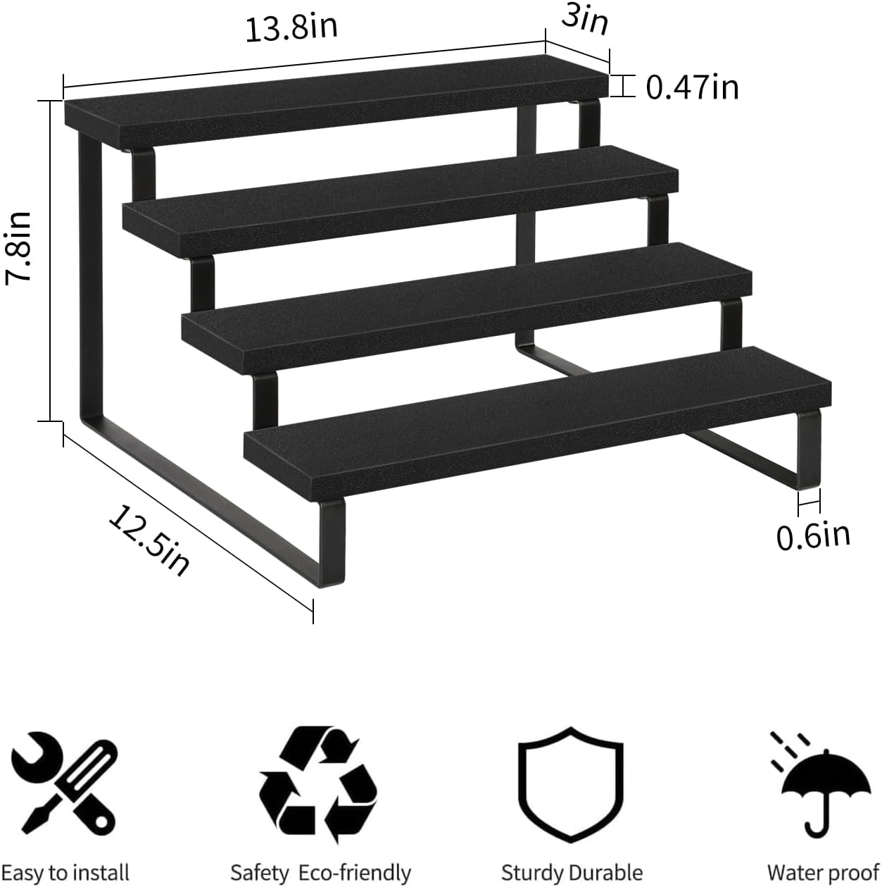 YINMIT Wooden Display Riser Stand, Tiered Perfume and Cologne Organizer Stand, 4 Tier Spice Rack Organizer, Rustic Display Shelf for Candles (4 Tier)