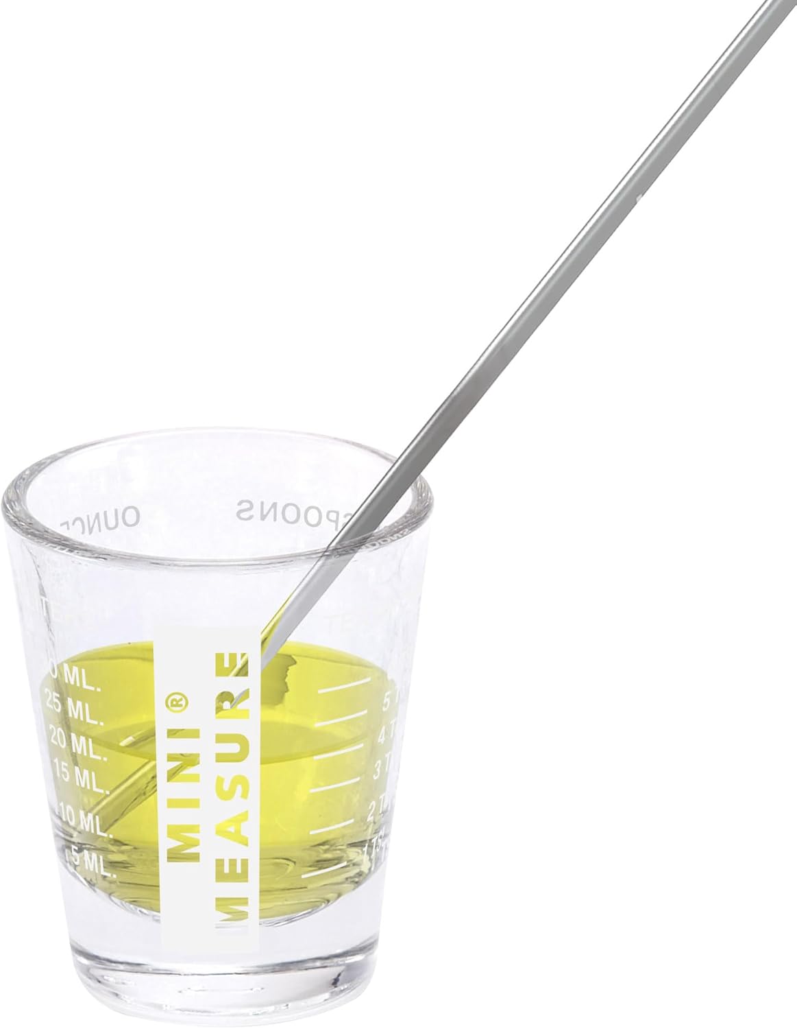 Kolder Mini Measure Heavy Glass, 20-Incremental Measurements Multi-Purpose Liquid and Dry Measuring Shot Glass, White