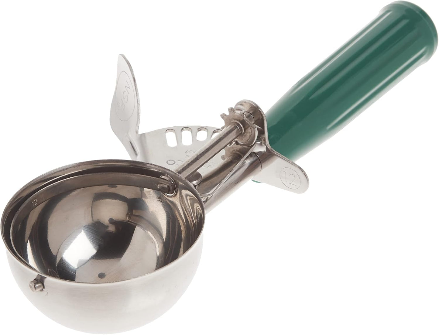 Winco Ice Cream Disher, Size 12, Plastic Hdl, Green