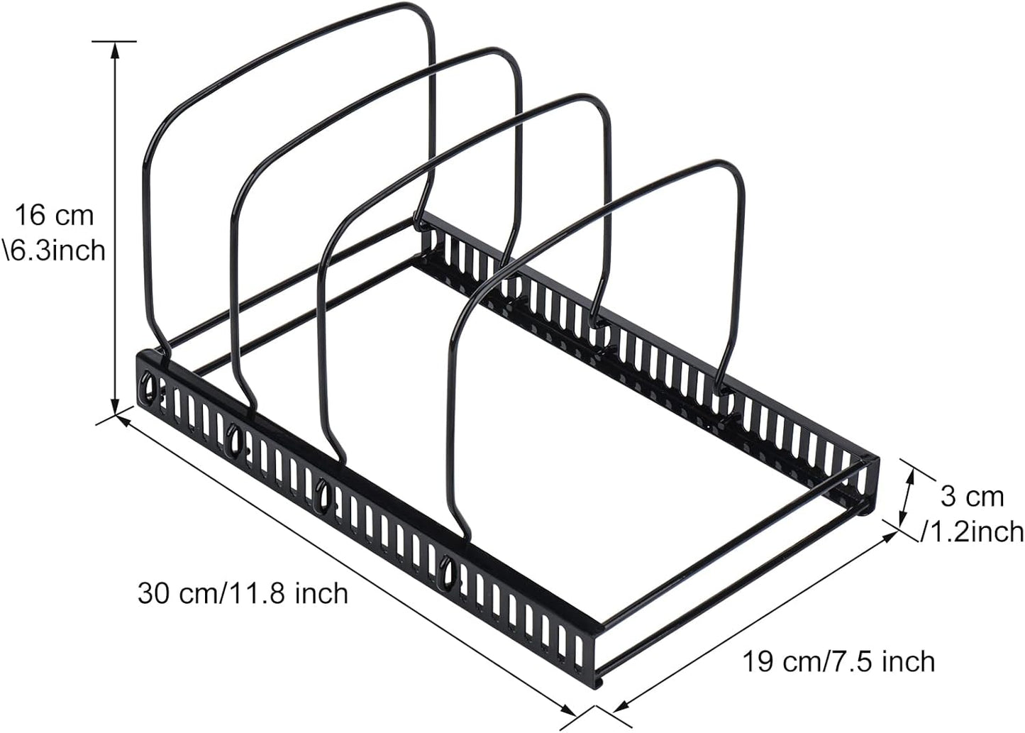 Toplife Pot Lids Organizer Rack for Cabinet and Countertop, 7+ Pan Lids and Bakeware Organizer Rack Holder with 7 Adjustable Compartments - Brown