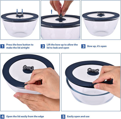 2 Pack Replacement Lids for Pyrex 7201-PC 4 Cup Glass Containers Mixing Bowl Silicone Storage Cover Leakproof Red