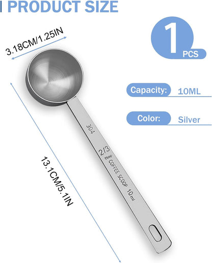 Teaspoon Measuring Spoons, 7.5mL (7.5 cc | 1/4 oz) Stainless Steel Teaspoon Scoop, Long Handle Metal Measuring Spoons for Cooking,Baking (0.25 OZ)
