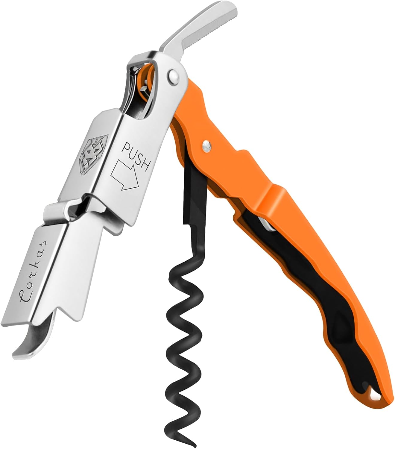 CORKAS Wine Key - Professional Handcrafted Heavy Duty Waiter Corkscrew, Compact Wine Opener with Double Hinged, Foil Cutter and Bottle Opener, Gifts for Servers, Sommelier, Bartenders - Red