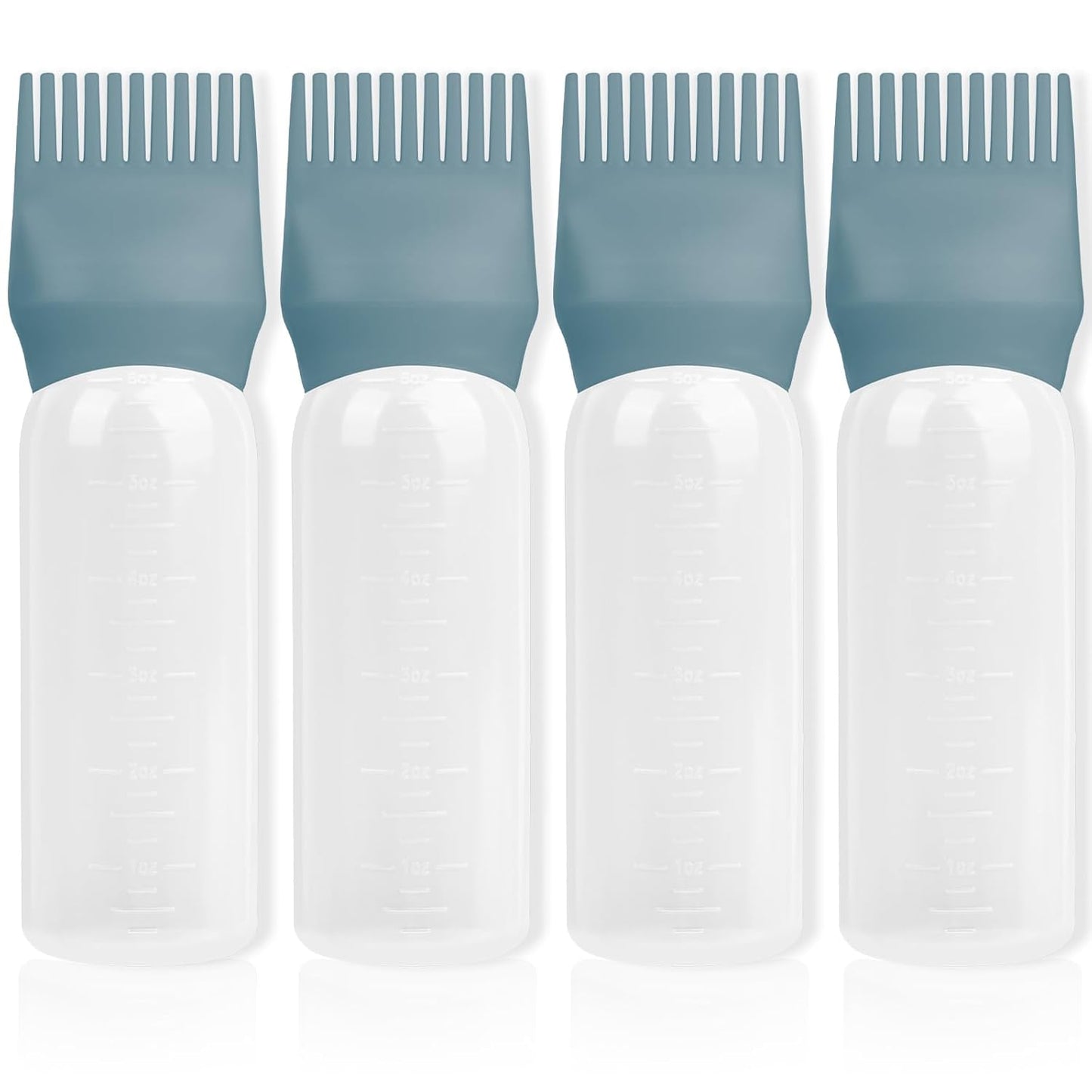 2Pack Root Comb Applicator Bottle - 6 Oz Hair Oil Applicator, Dye Bottle Tools with Oil Dispenser & Root Comb Brush - Pink