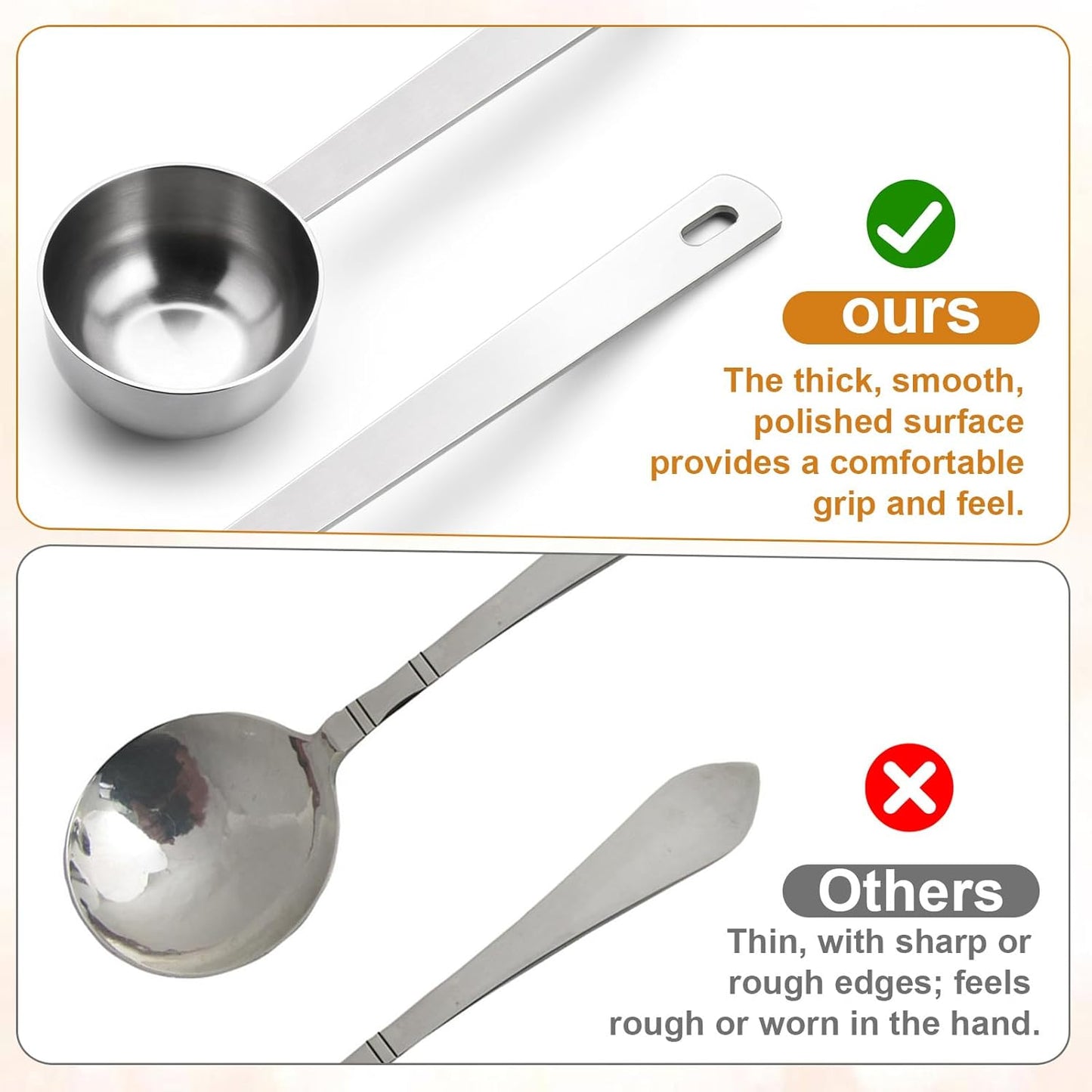 Sugar Spoon Metal Tablespoon 1 Tablespoon Measuring Spoons 15ml Stainless Steel Coffee Scoop 1 Tbsp Scoop Measure Spoon Metal Tbsp Scoops 4.3 in Handle for Coffee Tea Sugar (Silver)
