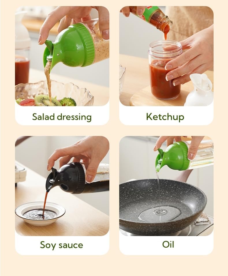 Wokyo Salad Dressing Shaker, Homemade Salad Dressing Bottle Mixer Measure Dripless Pour, Leak-free, Soft Grip, Dishwasher Safe BPA Free (Green)