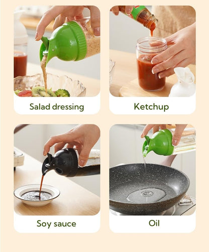 Wokyo Salad Dressing Shaker, Homemade Salad Dressing Bottle Mixer Measure Dripless Pour, Leak-free, Soft Grip, Dishwasher Safe BPA Free (Green)