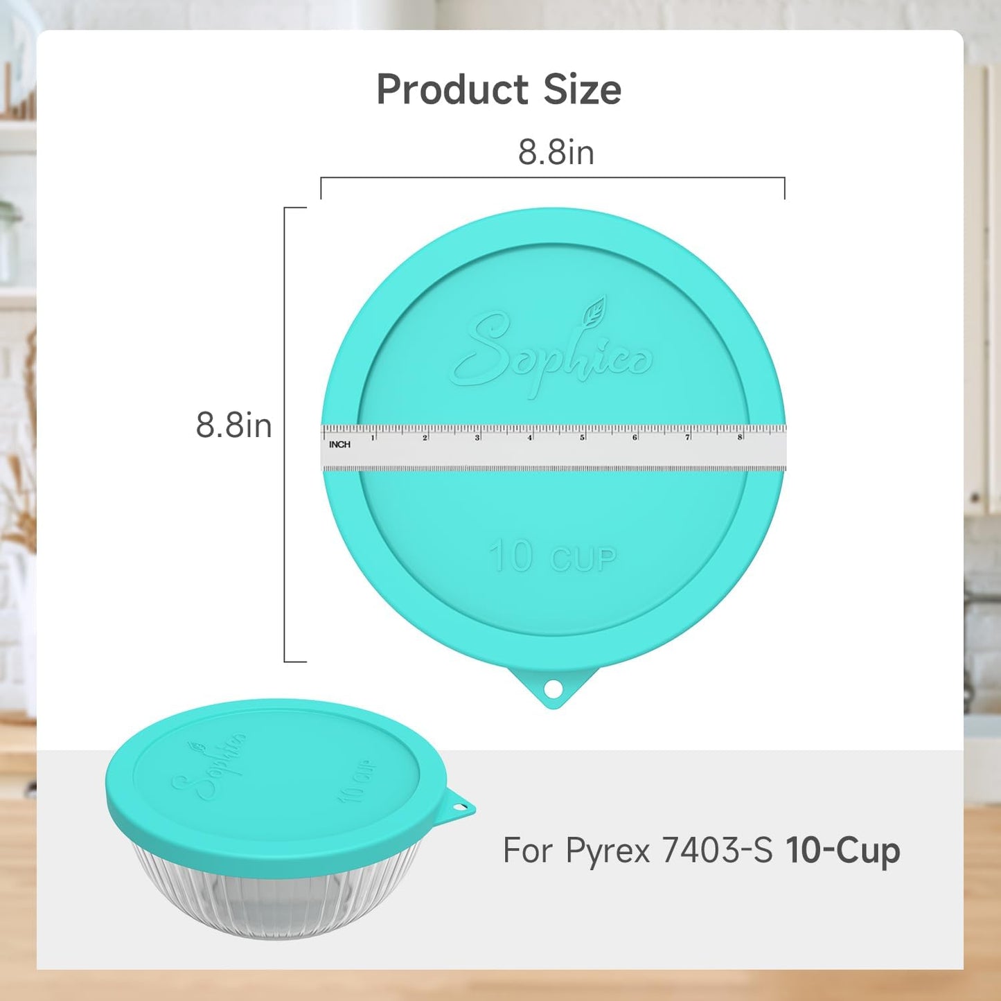 SOPHICO Silicone Replacement Lids for Pyrex Sculpted Glass & Tinted Glass Bowls Mixing Bowls（4 size）