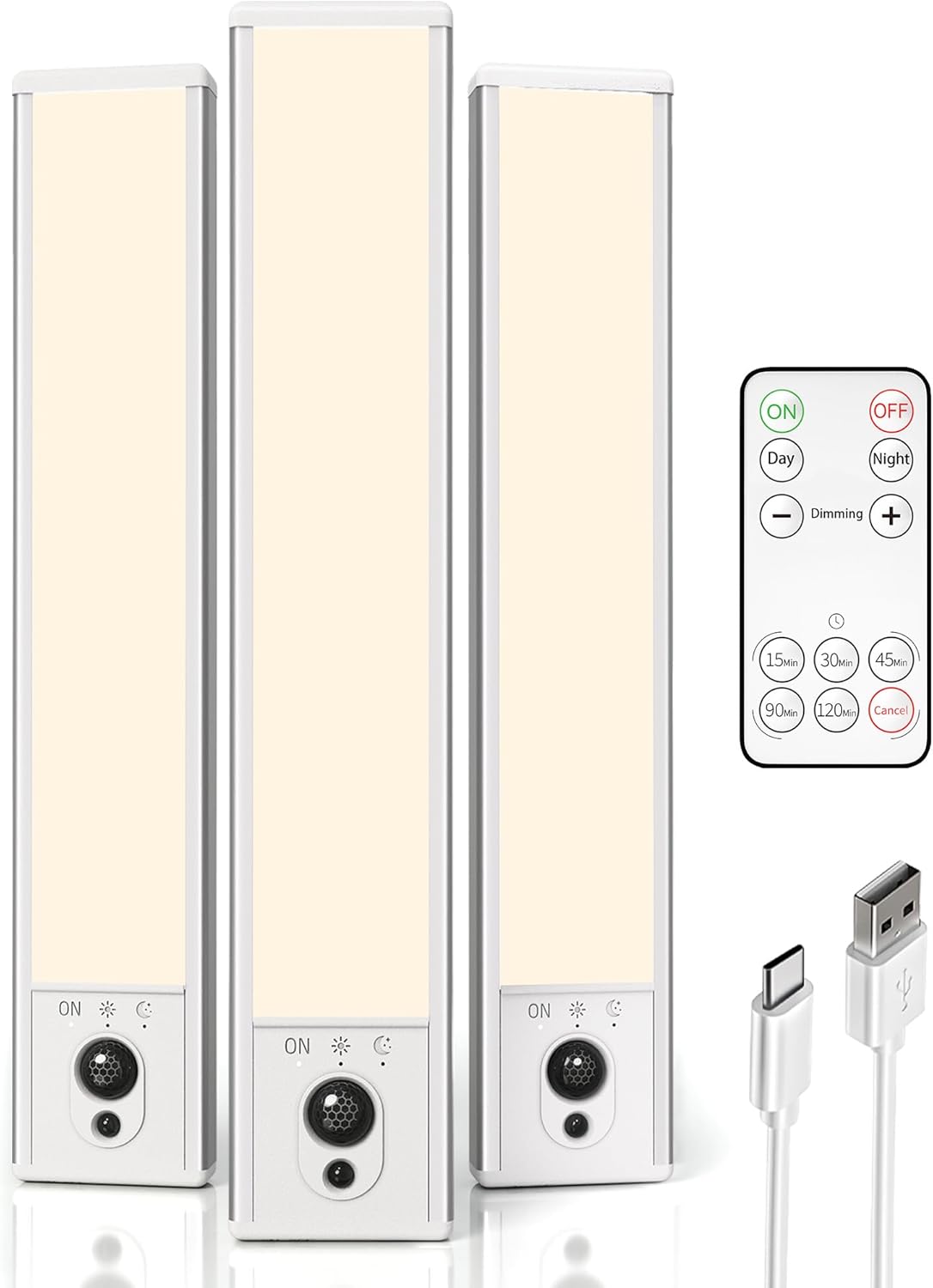 EZVALO 5-Pack Under Cabinet Lighting with Charging Station, 2400mAh Motion Sensor Light, LED Coutner Lights Wireless, 3000K Dimmable, Timer, Magnetic, with Remote Control for Kitchen, Closet, Stair