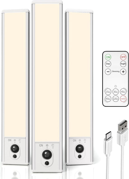 EZVALO 5-Pack Under Cabinet Lighting with Charging Station, 2400mAh Motion Sensor Light, LED Coutner Lights Wireless, 3000K Dimmable, Timer, Magnetic, with Remote Control for Kitchen, Closet, Stair