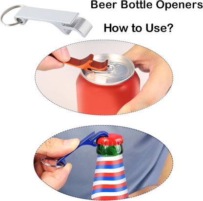 Jar Opener,Adjustable Non-Slip Multifunctional Stainless Steel Can Opener,Multi Opener Set with Jar Opener Gripper Pad and Bottle Opener Keychain