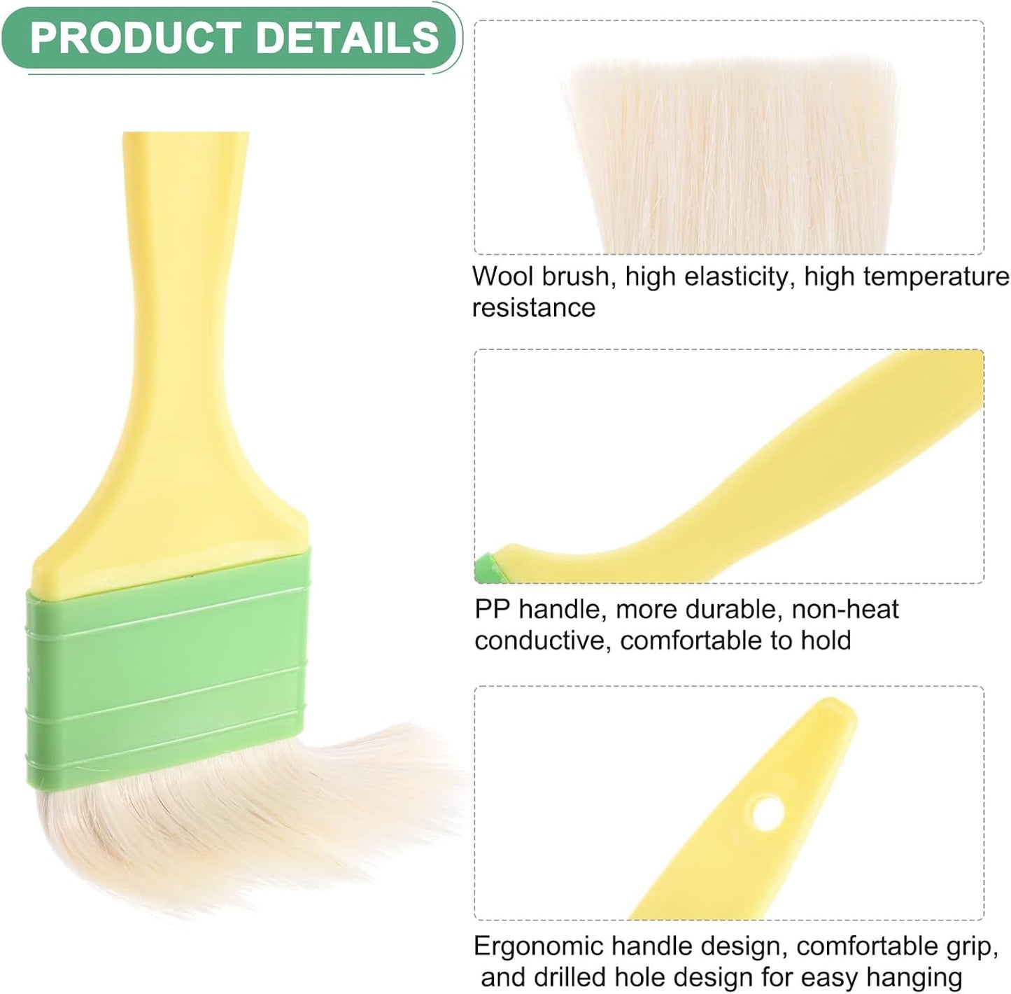 M METERXITY 2-Pack Pastry Brush, Wool Basting Baking BBQ Oil Brush for Cooking/Barbecue/Kitchen [3"]