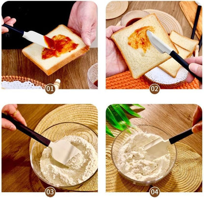 Cream Spatula Soft Baking Tools Portable Baking Scraper Cake Mixer Long Handle Pastry Blenders (black-S-Flat Head)