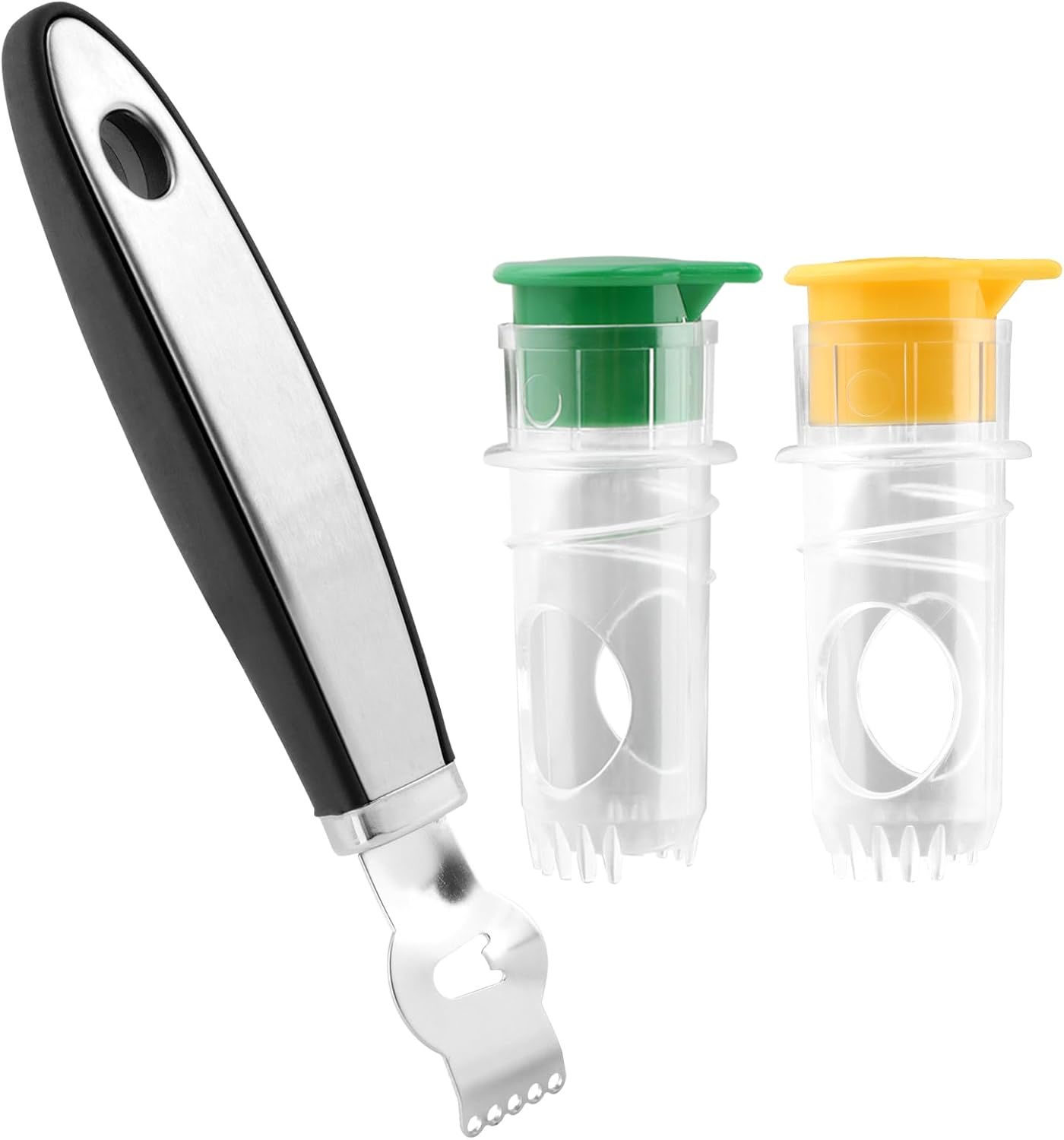 2pcs Lime Squeezer with Lemon Zester Set, Screw Top Manual Lemon Squeezer, Plastic Lime Juice Extractor Citrus Press with Lid for Cocktails Drinks, Easy to Use & Clean(COLOR:Yellow+Green)